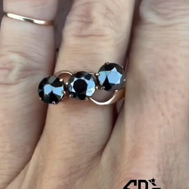 Natural Fancy Black Diamonds 3 Antique Rings